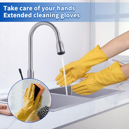 35QT Side-Press Mop Bucket and Wringer Combo on Wheels, Yellow,Including One Heavy Duty Industrial Mop and One Set Large Rubber Cleaning Gloves