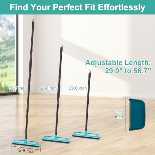 Carpet Rake for Pet Hair Removal Tool, Reusable Pet Hair Remover Broom with 56” Long Handle, Cat & Dog Hair Carpet Scraper for Rugs Mats Couch