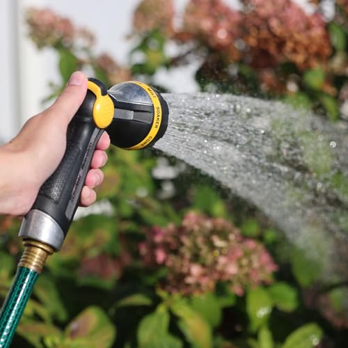 Melnor 65188AMZ RelaxGrip Metal Nozzle, Multi-Pattern, Arthritis Foundation Ease of Use Certified, Quick Connect Bundle, Black, Yellow - size: 8-Pattern, style: Thumb Control