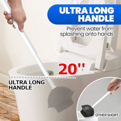 2 in 1 Toilet Brush and Plunger Set, Extended Handle Plunger,Toilet Bowl Brush Plunger Set,Gap Brush，Cleaning Gloves，Bathroom Cleaning Tools，Toilet Brush Plunger Combo，Light Grey - color: Light Grey