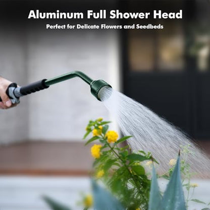RESTMO Long Watering Wand, 24 Inches Gentle Soft Full Shower Sprayer Wand with Flow Control, Heavy Duty Metal Hose Wand for Hanging Baskets, Shrubs, Plants, Flowers, Garden and Lawn, Green - color: Olive Green