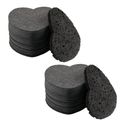 100-Count Compressed Facial Sponges for Estheticians Heart Shape Natural Cellulose Sponge Professional Cosmetic Spa Sponges for Face Cleansing, Massage, Pore Exfoliating, Mask, Makeup Removal, Black - color: 100- Pack Black