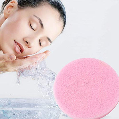 Facial Sponge Compressed,60 Pcs PVA Professional Makeup Removal Wash Round Face Sponges Spa Pads Exfoliating Cleansing for Women,Pink - color: Pink