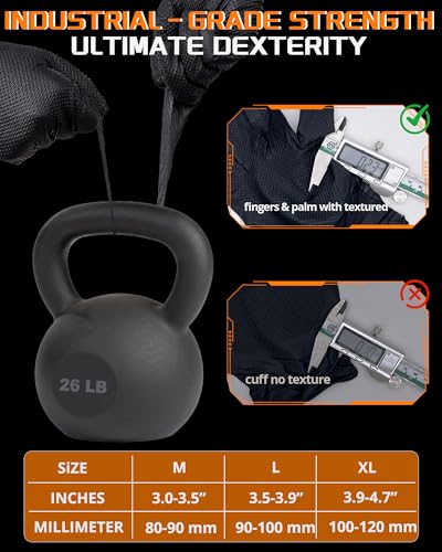 nitroshield 9mil Heavy Duty Disposable Nitrile Gloves, Black Medium 800Pcs -Chemical Resistant, Latex Powder Free Rubber Gloves Diamond Texture for Automotive, Mechanics, Cooking,BBQ, Industrial Use - color: Black-800, size: Medium