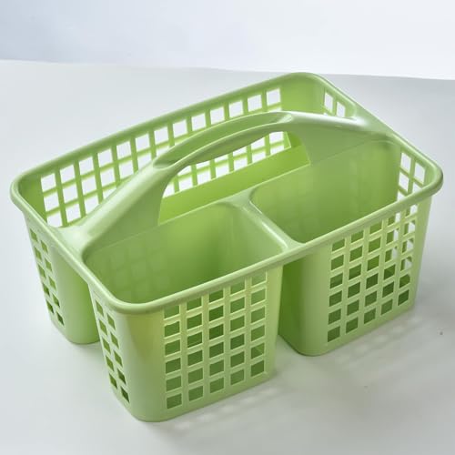 Portable Shower Caddy Basket,Convenient Cleaning Supplies Organizer with Compartments and Handle,Ideal for Bathroom, Bedroom, Kitchen, College Dorm,Garden,etc.12.4" x 7.4" x 5.1"green - color: green