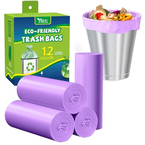Small Trash Bags 1.2-Gallon: Bathroom Trash Bags 4.5L Small Garbage Bags for Bathroom Bedroom Office - (Purple, 120 Counts) - color: 1.2Gal-Purple-120pcs