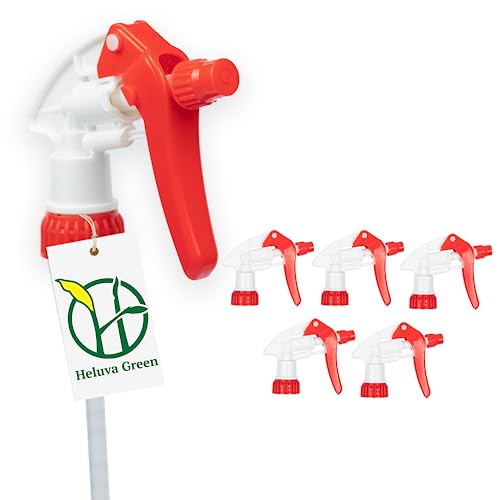 Heluva Green Spray Bottle Nozzle Replacement, Bottle Tops Only - Sprayer Nozzle Triggers for Heavy Duty, Commercial, Home Cleaning Solutions - Fits 8,16,24,32 oz Plastic & Glass Bottles, Red 6 pack - color: Red, size: 6 Pack