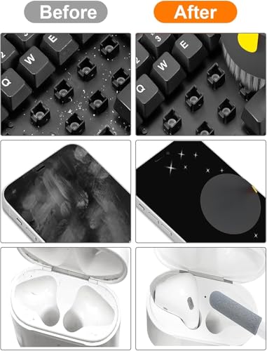 20 in 1 Keyboard Cleaner Kit, Electronics Cleaning Kit with Retractable Big Brush, Portable, Multi-Tool Kit for Phones, Tablet, Computer, PC Monitor,TV Camera Lens - color: Black