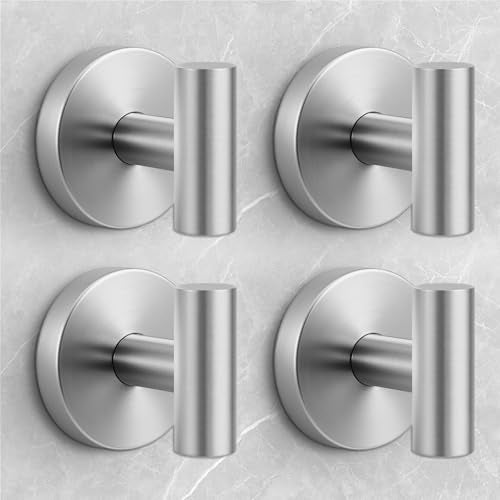 Shower Hooks for Inside Shower,No-Drill Removable&Reusable Towel Hooks for Bathroom,Heavy Duty Suction Cup Hooks for Glass Window,4 Packs(Silver) - color: Silver, size: 4 Pack
