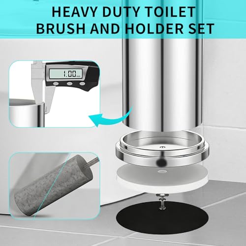 Chrome Toilet Brush and Holder Set,304 Stainless Steel Toilet Brush for Bathroom with Long Handle, Heavy Duty Toilet Bowl Brush,Removable Inner Bowl and Splash Protection,Deep Cleaning - color: Chrome