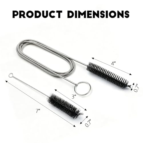 2PCS Flexible Long Drain Brush, 78 Inch Nylon Stainless Steel Tube Cleaning Brush, Slim Long Hose Pipe Cleaning Tool for Auto Sunroof Drain Hole, Car Fridge, Kitchen Sink (Single End-Black) - color: Single End-black