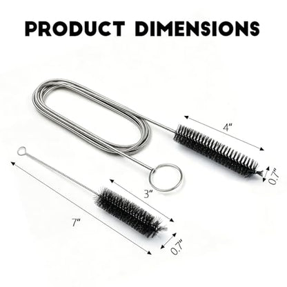 2PCS Flexible Long Drain Brush, 78 Inch Nylon Stainless Steel Tube Cleaning Brush, Slim Long Hose Pipe Cleaning Tool for Auto Sunroof Drain Hole, Car Fridge, Kitchen Sink (Single End-Black) - color: Single End-black