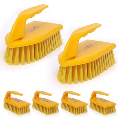 KLEEN HANDLER Iron Handle Scrub Brush for Household & Commercial Cleaning for Shower, Bathroom, Sink, Kitchen, Bathtub, Floor Scrubbing, 6 Pc - Yellow - style: Pack of 6