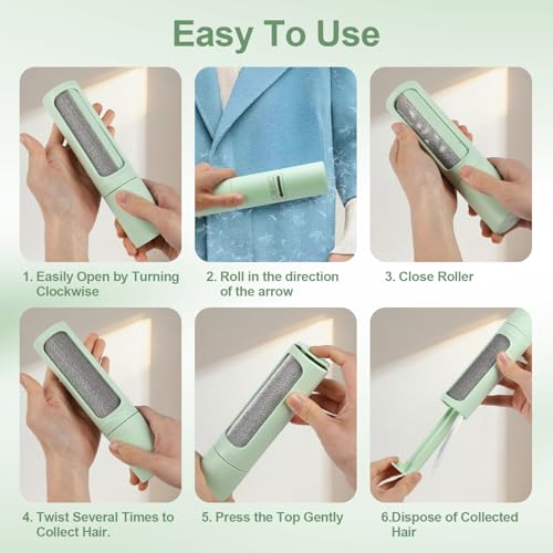 Pet Hair Remover Tool - Reusable Lint Roller Lint Brush for Cat & Dog Hair on Furniture, Clothes, Couches, Car Seats, and Fabric - No Refills, Eco-Friendly and Portable (Green) - color: Green