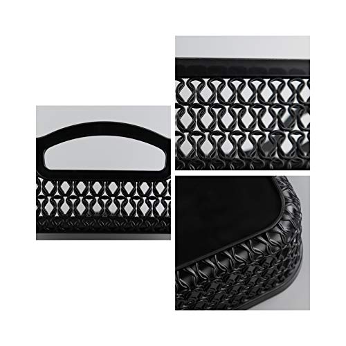 Large Plastic Storage Basket Tray with Handle, Black, Pack of 6 - size: large
