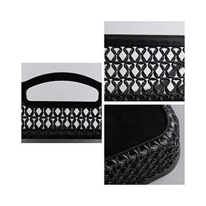 Large Plastic Storage Basket Tray with Handle, Black, Pack of 6 - size: large