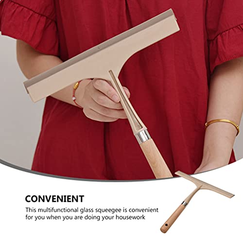 Car Tools Plastic Squeegees with Wooden Handle Streak- Handheld Squeegee Cleaner Wiper Cleaning Tool for Washing Bathroom Floor Glass Windshield Limpiador De Pisos