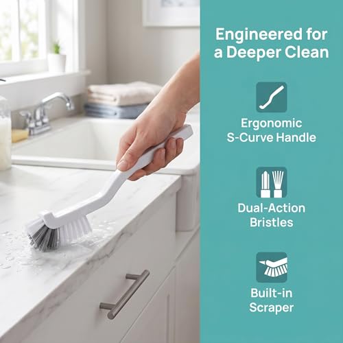 15 Pack Gap Cleaning Brush with Long Handle - Multi-Purpose Corner Scrubber for Bathroom Tile Grout, Kitchen Sink & Window Track, Non-Slip Grout Brush -Grey & White - size: 15Pack