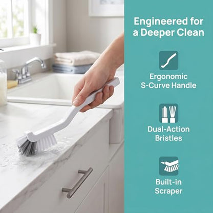 15 Pack Gap Cleaning Brush with Long Handle - Multi-Purpose Corner Scrubber for Bathroom Tile Grout, Kitchen Sink & Window Track, Non-Slip Grout Brush -Grey & White - size: 15Pack