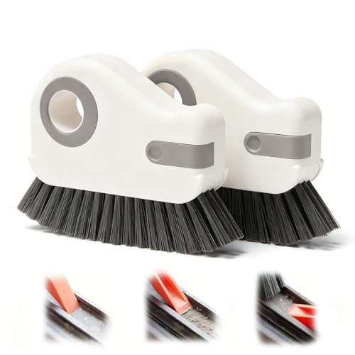 Window Track Cleaner 2 in 1 Groove Cleaning Brush with Hard Bristle and Hidden Scraper,Multifunction Window Sill Cleaner Tool for Sliding Door,Crevice,Bathroom,Kitchen and Home Cleaning(Gray,2pcs) - color: Gray, size: 2pcs