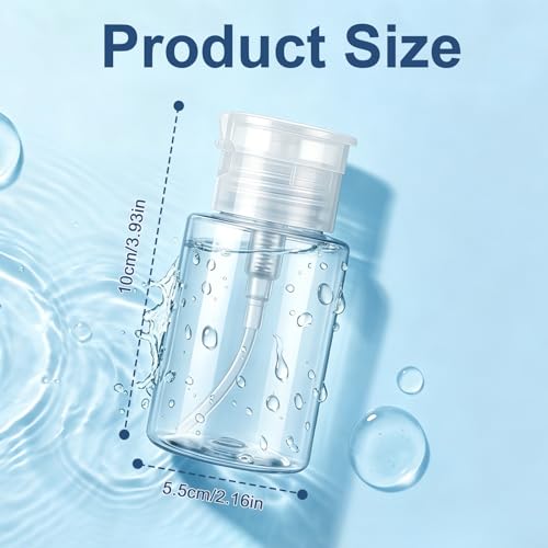 100ml Push Down Pump Dispenser Empty Bottles,Leak-Proof Wide Mouth Refillable Clear Containers with 1 Cartoon Sticker and 1 Label Each for Rubbing Alcohol Nail Polish Makeup Remover Water Toner
