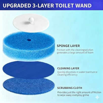 Disposable Toilet Brush, Wall-Mounted Touch Free, 24 Refills | Toilet Bowl Cleaner Wand Kit, Extended Long Handle, Pre-Soaked Concentrated Cleaner Sponge, Apartment, RV Bathroom Cleaning - size: 1 Brush+24 Refills