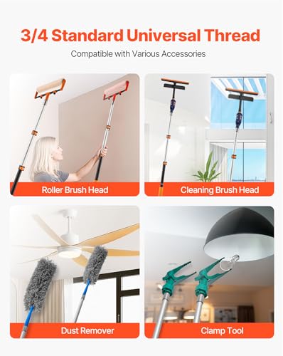 VEVOR Telescopic Extension Pole, 2-4 FT Multi-Purpose Extendable Pole, Sturdy Aluminum Alloy Paint Pole Extension with Flip-Lock Design, High Reach Roller Stick for Painting, Dusting and Cleaning - style: 2-4 FT
