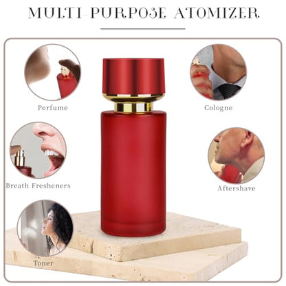 2pcs 50ml Glass Spray Bottle for Perfume,Refillable Travel Perfume Atomizer Bottles,Red Portable Cologne Atomizer Empty Bottle. (Red*2) - color: Red*2