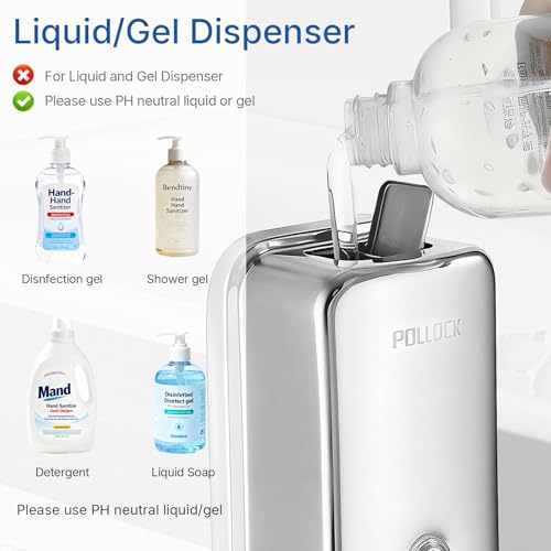 Commercial Soap Dispenser Wall Mounted, 27oz Stainless Steel Hand Soap Dsipenser, Liquid Manual Anti-Leak Pump Soap Dispenser, Rust-Proof Lining Liquid Hand Sanitizer Dispenser for Bathroom - color: Blk-1618-800