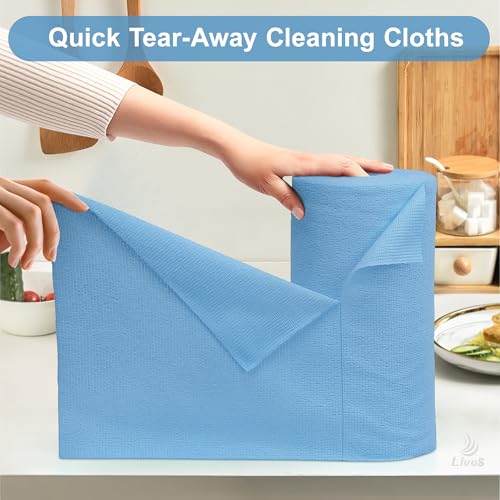 LIVOS Microfiber Cleaning Cloth Roll - 100 Pack, Reusable Paper Towels, Microfiber Towels for Car, Super Absorbent Cleaning Rags for House,Kitchen,Window-Blue, 11.5"x11.5"|Lightweight, Quickly Dry - color: Blue