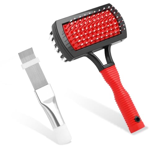 Gosknor 2pcs Air Conditioner Condenser Cleaning Tools, Double-Sided AC Evaporator Coil Fin Cleaning Brush & Stainless Steel AC Fin Comb for HVAC System Refrigerator Evaporator Radiator Condenser