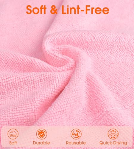 Microfiber Cleaning Cloth Roll - 100 Pack Tear Away Microfiber Paper Towels, Reusable, Washable, Scratch-Free, Kitchen Towels for Car, Home, Kitchen, Glass, Dishes(Pink) - color: Pink