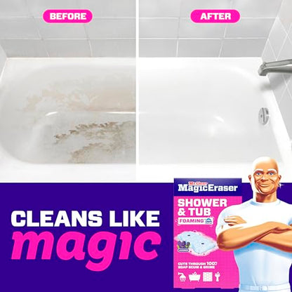 Mr. Clean Magic Eraser Sponge, Bathroom, Shower, Tub Cleaner, Soap Scum Remover, Bathroom Cleaning Supplies, Dawn Cleaning Power with Lavender Scent, Shower & Tub, 6ct - size: 1 Count (Pack of 6), style: Upgraded Version