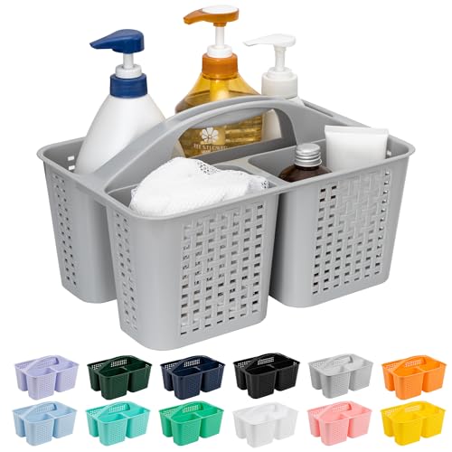 Tiawudi Portable Shower Caddy, Caddy Organizer with Handle, Plastic Shower Basket Hold Soap, Shampoo, Hair Supplies and Beauty Products, Cleaning Supplies Organizer for Home, Dorm, Shelf and Cabinet - color: Gray