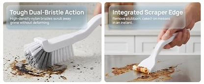 5 Pack Gap Cleaning Brush with Long Handle - Multi-Purpose Corner Scrubber for Bathroom Tile Grout, Kitchen Sink & Window Track, Non-Slip Grout Brush -Grey & White - size: 5Pack