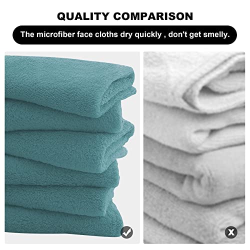 MOONQUEEN Microfiber Facial Cloths Fast Drying Washcloth 12 Pack - Premium Soft Makeup Remover Cloths - Teal - color: Teal, size: 12x12 Inch (Pack of 12)