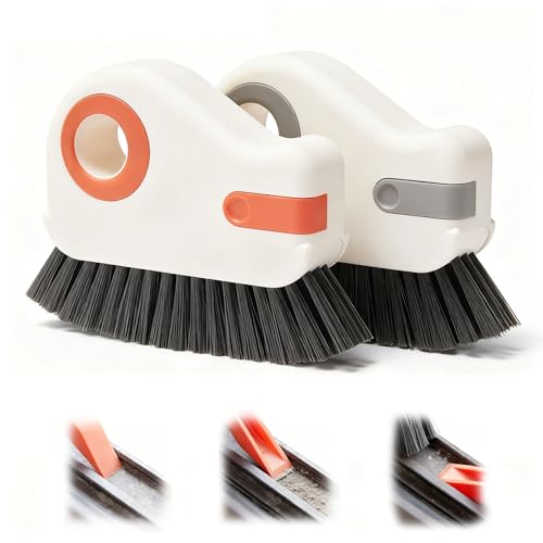 Window Track Cleaner 2 in 1 Groove Cleaning Brush with Hard Bristle and Hidden Scraper,Multifunction Window Sill Cleaner Tool for Sliding Door,Crevice,Bathroom,Kitchen and Home Cleaning(2pcs) - color: Gray+orange, size: 1pcs