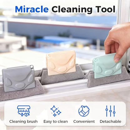 Magic Window Track Cleaner, 2025 Upgraded Window Groove Cleaning Brush Tools Set, Hand-held Window Track Cleaner Brushes Tools, Sliding Track Cleaner for Sliding Door, Sill, Tile Lines (2 PCS Grey) - color: 2 Pcs Grey