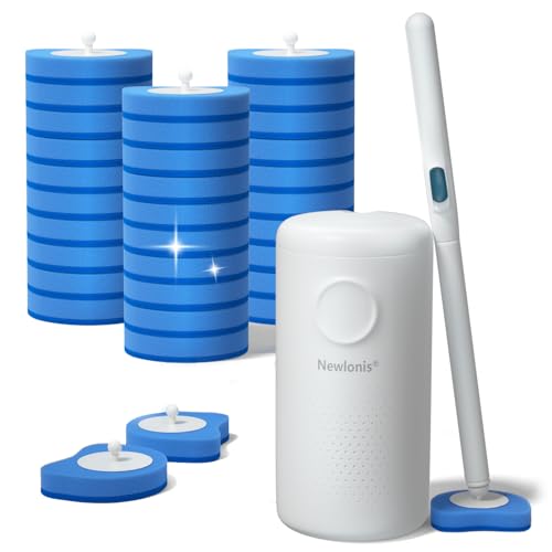 Newlonis® Disposable Toilet Brush, 32 Scented Refills, Wall-Mounted | Touch-Free, Toilet Cleaning Supplies - color: 1+32 Refills