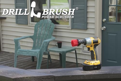 Outdoor Cleaning Brushes - Stiff Bristle Deck Scrubbing Brush - Concrete Scrub Brush - Bird Baths Cleaning Tool - Garden Statues Cleaning Equipment - Granite Headstone Restoration Brush - Siding Brush - color: Red
