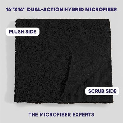 Microfiber Wholesale Pronto Cloths, Dual-Sided Microfiber Cleaning Towels, Soft Plush & Scrub Cloths for Dusting, Scrubbing, Kitchen, Windows & Car Detailing, Absorbent Bulk 25-Pack Black - color: Black