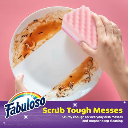 Fabuloso Scratch-Free Kitchen Dish Sponges, Rainbow Cellulose Scrubber Sponge with Scouring Pad for Dishes, Pots, Pans, Counters and Sinks, Tough on Messes, 4.25 x 2.75 x 1.25 in, 6 Count - 2 Pack - color: Rainbow, size: 6 Count (Pack of 2)