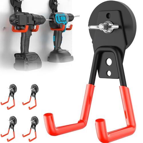 4 Pcs Large Strong Magnetic Hooks Heavy Duty Garage Big Magnet Hooks Extra Strength Magnetic Utility Storage Hook Hanger with Anti Slip Coating for Garden Indoor Outdoor Hanging Tools Orange - color: 4 Pcs-Orange