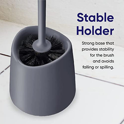 Modern Toilet Brush and Holder, Grey Toilet Bowl Scrub Brush with Storage Caddy, Bathroom Cleaner. by Superio - color: Gray, size: 1 Pack