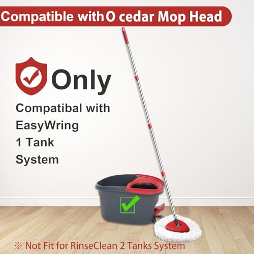 2 Spin Mop Head Replacement, 1 Base, 1 Mop Handle (30-58in) Combo Mops Set Compatible with OCedar EasyWring RinseClean Microfiber Mops (White (1-Tank System)) - color: White (1-tank System)