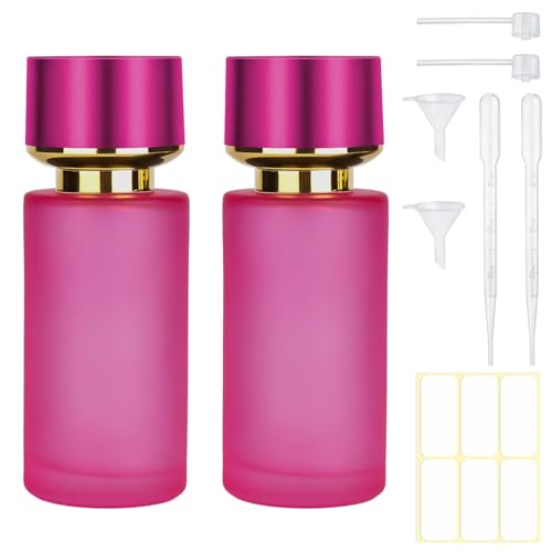 2pcs 50ml Glass Spray Bottle for Perfume,Refillable Travel Perfume Atomizer Bottles,Pink Portable Cologne Atomizer Empty Bottle.(Pink*2) - color: Pink*2