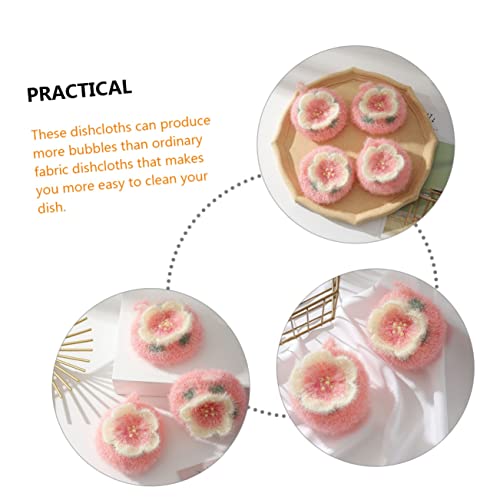 Beaupretty Flower Shaped Dish Towel Set Absorbent Kitchen Cleaning Cloth Dual-Sided Scouring Dishcloth for Tableware for Household Washing and Scrubbing