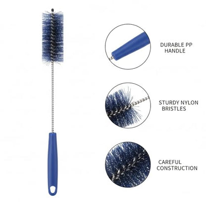 Long Handle Bottle Cleaning Brush for Narrow Neck Containers, Durable Nylon Bristles, Blue - size: 14.96 x 5.91 x 1.57 in