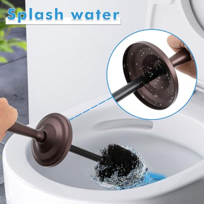 Bronze Toilet Brush and Holder Set, Stainless Steel Toilet Brush for Bathroom,Heavy Duty Bronze Toilet Bowl Brush and Holder,Deep Cleaning Modern Toilet Cleaner Brush -Space Saving, Covered Brush - color: Bronze