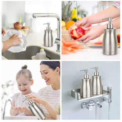 304 Stainless Steel Soap Dispenser Modern Rust-Proof Liquid Soap Pump Bottle for Kitchen or Bathroom Countertop Hand Dish Lotion Leak-Proof 13.5oz (Stainless Steel) - color: Stainless Steel
